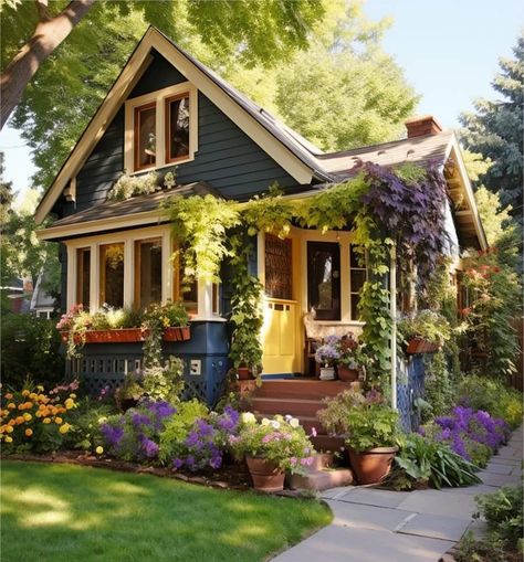 Cozy Bungalow Exterior, Homestead House Exterior, Tiny House Cottagecore, Mill House Renovation, Old Vintage House Exterior, Eclectic Home Exterior, Swedish Cottage Exterior, Cottage Homes Exterior, Craftsman Cottage Exterior