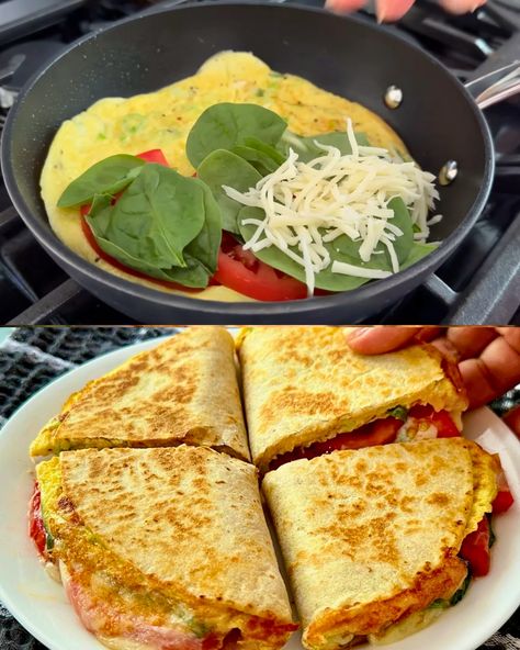 Tortilla Breakfast Wrap with Eggs, Tomato, and Spinach Scrambled Eggs Spinach Tomatoes, Eggs Spinach Tomato Scramble, Spinach Egg Tortilla, Egg Wraps Tortilla, Tortilla Egg Breakfast, Breakfast Tortilla Wraps, Tortilla Breakfast Wrap, Tortilla Breakfast, Spinach And Eggs Breakfast