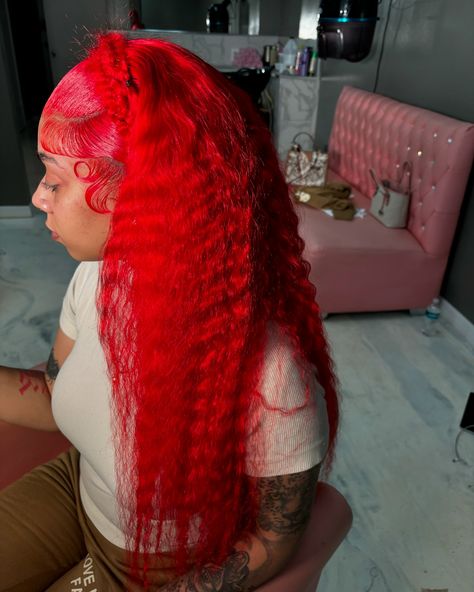 Sexyy Redd 🌹🍄🔥 #RedWigs Product - Red 28” Soft Deep Wave 13x4 HD 200% Density Lace Wig 😍😩 #CollectionComingSoon (Will be available for shipping soon) 🛍️ Shop Our Collection Now #LinkInBio💕 🥰 Install By - @topnotch.touch #BookNow‼️ 🤩 New Customers can apply 15% off all products with the promo code “NewYumYumBabe” 🤪🍭 #PremiumWigs#HairCollection#Order#Online#Shopping#Shop#FastShipping#Support#BlackOwned#Queen#blackownedbusiness#jacksonville#florida#miami#cali#blessed#wigstore#hdwigs#tpwigs#... Red Deep Wave Hair Black Women, 99j Deep Wave Wig, Bright Red Wig, Deep Wave Hairstyles, Red Wigs, Jacksonville Florida, Deep Wave, Lace Wig, Miami Florida