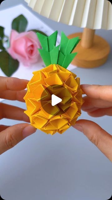 Origami Pineapple, Pineapple Craft, Pineapple Crafts, Crepe Paper Flowers, April 3, Paper Folding, Red Flag, Crepe Paper, Paper Crafts Diy