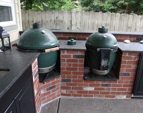 Outdoor Kitchen Pictures - Werever Outdoor Cabinets Green Egg Built In Outdoor Kitchen, Big Green Egg Corner Table Plans, Outdoor Kitchen Green Egg, Outdoor Kitchen With Green Egg, Green Egg Outdoor Kitchen, Big Green Egg Outdoor Kitchen, Dream Outdoor Kitchen, Outdoor Cabinets, Patio Under Decks