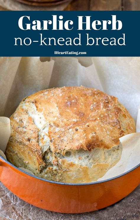 Turkey Gravy Recipe Easy, Dutch Oven Bread, Knead Bread Recipe, Herb Bread, Artisan Bread Recipes, Knead Bread, Dutch Oven Recipes, Loaf Of Bread, No Knead Bread