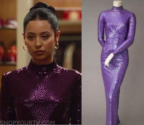 Maddy Perez Clothes, Style, Outfits, Fashion, Looks | Shop Your TV Maddy Perez Purple Dress, Maddy Perez Shoes, Maddy Perez Purple, Maddy Euphoria Season 2, Maddie Perez Outfits, Euphoria Season 2, Maddy Euphoria, Stile Kylie Jenner, Purple Sequin Dress