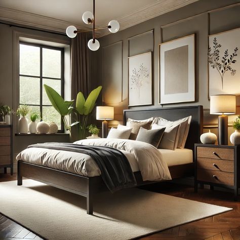 How to Decorate a Bedroom with Dark Furniture - The NY Magazine Classic Bedroom Dark Wood, Lighten Up Dark Bedroom, Bedroom Dark Ceiling Light Walls, Bedroom Ideas Master Color Schemes With Dark Furniture, Linen Bedding Color Combos, Bedroom Dark Headboard, Bedroom Decor With Dark Wood Furniture, Dark Wood Master Bedrooms Decor, Bedroom Walnut Furniture