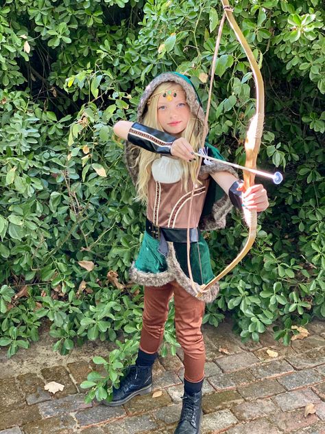 Princess Warrior Costume, Archer Halloween Costume, Ten Faire, Kids Viking Costume, Archery Costume, Huntress Costume, Warrior Princess Costume, Archer Costume, Era Medieval