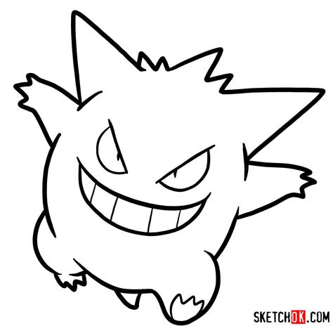 Gengar Tattoo, Easy Pokemon Drawings, Dawn Pokemon, Pokemon Coloring Sheets, Outline Pictures, Baby Pokemon, Gengar Pokemon, Pokemon Sketch, Smile Images