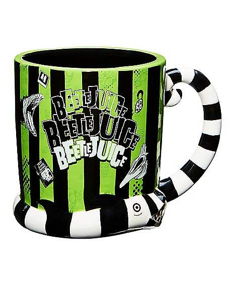 Beetlejuice Molded Coffee Mug - 20 oz. - Spirithalloween.com Dorm Kitchen Essentials, Sam Lee, Zombie Wallpaper, Dorm Kitchen, Halloween Film, Airbnb Promotion, Goth Accessories, Beetlejuice Beetlejuice, Spencers Gifts