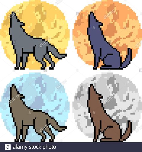 Wolf Pixel Art, Pixlr Art, Wolf Howl, Art Wolf, Wolf Illustration, Art Pixel, Fuse Bead Patterns, Pixel Art Templates, Pix Art