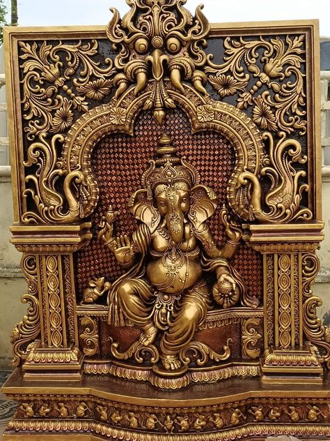 Thermocol Decoration, 3d Relief Art, Temple Drawing, Ganesh Art Paintings, Ancient Indian Architecture, Decoration For Ganpati, Door Design Images, Ganpati Decoration Design, Indian Sculpture