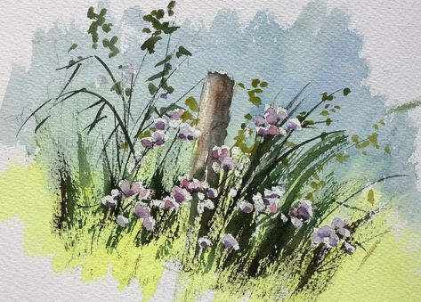 Wendy demonstrates watercolour techniques including dry brush, painting flowers and grasses. Following an introduction to the technique there is a step by step painting tutorial suitable for beginners and those with a little experience. This video is part of Wendy's online tuition, Project 2 , available from her website. Watercolor Dry Brush Technique, Dry Brush Watercolor, Dry On Dry Watercolor, Dry Brush Painting, Grass Painting, Dry Brush Technique, Watercolor Plants, Watercolor Flower Art, Small Canvas Art