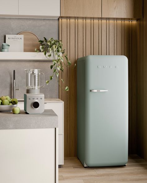 Complete your kitchen with SMEG, where style meets performance. 🌟 From the FAB Fridge to the high-performance blender, we offer appliances to suit every need, every style, and every home. Ready to transform your space? 1️⃣ SMEG High-Performance Blender, Emerald Green, BLC02EGMEU 2️⃣ 50’s Style Refrigerator, Sea Salt Green, FAB28RDSA5 #FortheloveofSmeg #AtHomeWithSmeg #SmegCanada — Complétez votre cuisine avec SMEG, où le style rencontre la performance. 🌟 Du réfrigérateur FAB au méla... Smeg Fridge Kitchen, Sea Salt Green, Scandi Interior Design, Smeg Kitchen, Smeg Fridge, Scandi Interiors, Sea Salt, Emerald Green, Refrigerator