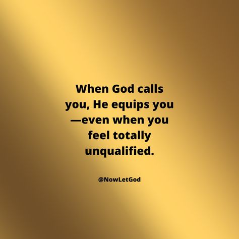 Feeling unqualified? That’s okay—when God calls you, He doesn’t just leave you hanging. He equips you with everything you need to succeed, even when you feel like you’re in over your head. #DivineCalling #FaithAndStrength #GodsPlan #TrustInHim #UnqualifiedButChosen #GenZFaith #LetGoLetGod God Motivation, Mom Prayers, Let Go And Let God, Gods Word, Bible Truth, Let God, Just Leave, Gods Plan, Daily Prayer