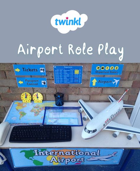 Aeroplane Role Play, Travel Dramatic Play Preschool, Transport Role Play Area Eyfs, Going On Holiday Activities Eyfs, Aeroplane Eyfs Activities, Airport Role Play Eyfs, Countries Eyfs Activities, Vehicles Eyfs Activities, Travel And Transport Eyfs