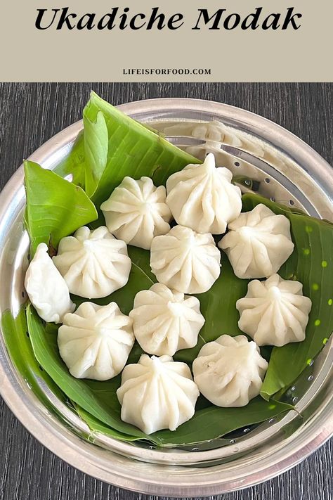 Ukadiche Modak - Steamed Coconut Sweet Dumplings Modak Sweet, Ukadiche Modak, Flour Dumplings, Modak Recipe, Food Wallpapers, Baking Treats, Sweet Dumplings, Food Wallpaper, Cardamom Powder