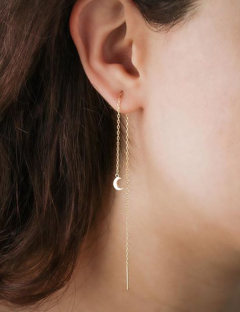 Earring Threaders, Ušný Piercing, October Birthstone Jewelry, Long Chain Earrings, Earrings Minimal, Chain Earring, Geode Earrings, Minimal Earrings, Womens Earrings Studs