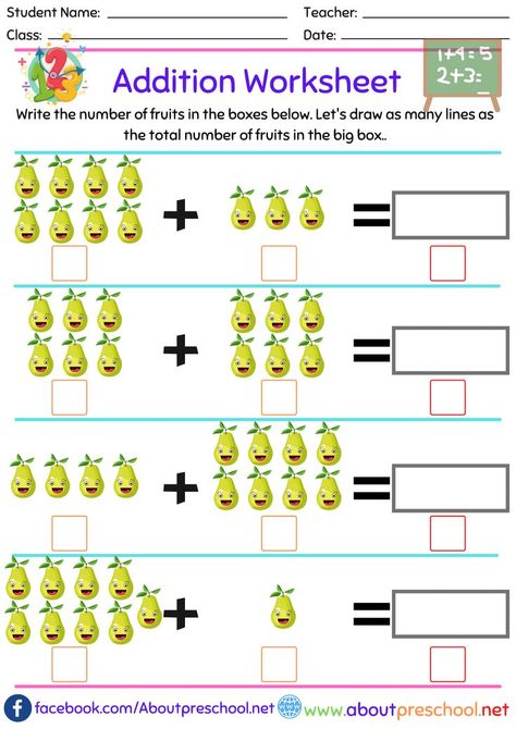 Kindergarten&Grade 1 Addition Worksheets Picture Addition Worksheets Kindergarten, Maths For Kindergarten, Addition Worksheet For Kindergarten, Preschool Addition Worksheets, Picture Addition Worksheets, Worksheets For Kindergarten Math, Addition Preschool, Preschool Addition, Adding Worksheets