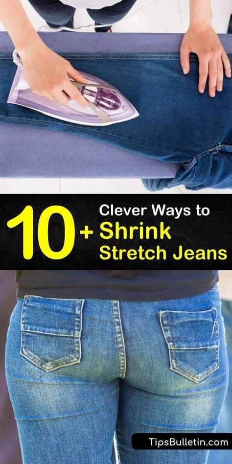 Combine high heat from your washing machine and dryer to shrink jeans made of spandex and get the perfect fit. Discover some DIY ways for how to target the waistband and other problem areas and… More Shrink Jeans, Diy Household Cleaners, Diy Cleaning Solution, Washing Machine And Dryer, Natural Health Tips, Fit Back, Stretchy Jeans, Organizing Ideas, Loose Jeans