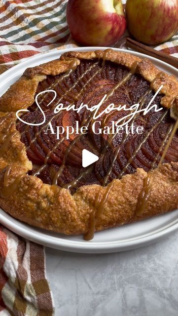 Emily🌾 on Instagram: "🍎Sourdough Apple Galette 

Cinnamon sugar apples wrapped in a buttery, flakey sourdough crust & topped with homemade caramel sauce! A perfect autumn treat😍

RECIPE

Sourdough Pie Crust
1C. flour
1Tbsp. sugar
1/2t. salt
1/2C. cold butter- grated or cubed
1/2C. sourdough discard

Galette:
1 - prepared pie crust- you can use homemade or store bought pie crust
3-4 apples cored & thinly sliced
1/4 C. sugar
2 tsp. cinnamon
1/2 tsp. nutmeg 
3 Tbsp. butter cubed
1 egg- for egg wash
caramel sauce for topping (optional)- find my homemade caramel sauce recipe under my reels

🌟INSTRUCTIONS CONTINUED IN THE COMMENTS

Follow @bakingtosurvive_ for more sourdough recipes & tips
•
•
•
•
•
•
#applegalette#galette#autumnrecipes#autumndesserts#fallrecipes#falldesserts#appledessert#so Sourdough Pie Crust, Sourdough Crust, Sourdough Apple, Cinnamon Sugar Apples, Caramel Sauce Recipe, Store Bought Pie Crust, Apple Galette, Caramel Recipes Sauce, Homemade Caramel Sauce