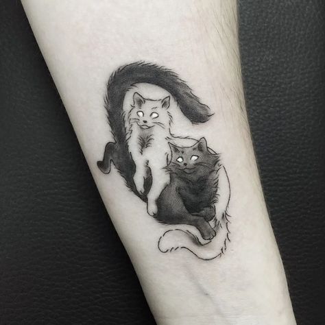 Standing Cat Tattoo, Black Cat And Butterfly Tattoo, Cat On Back Tattoo, Cat With Guitar Tattoo, Twin Cat Tattoo, Long Hair Black Cat Tattoo, Cat Markings Tattoo, Large Cat Tattoo, Long Hair Cat Tattoo