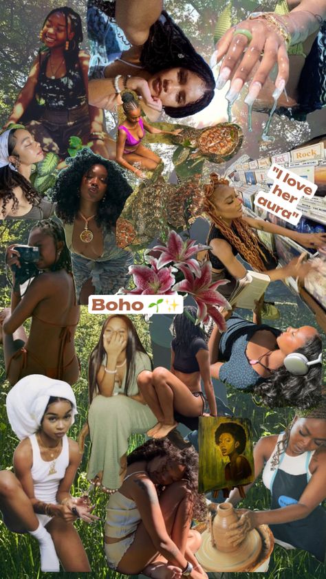 #bohoaesthetic #earthy #boho #etheral #blackwomen #aestehthic #nature #aura Black Woman Aesthetic, Black Hippy, Woman Aesthetic, Earthy Aesthetic, Earthy Outfits, Pretty Landscapes, Boho Aesthetic, Hippie Outfits, Black Excellence