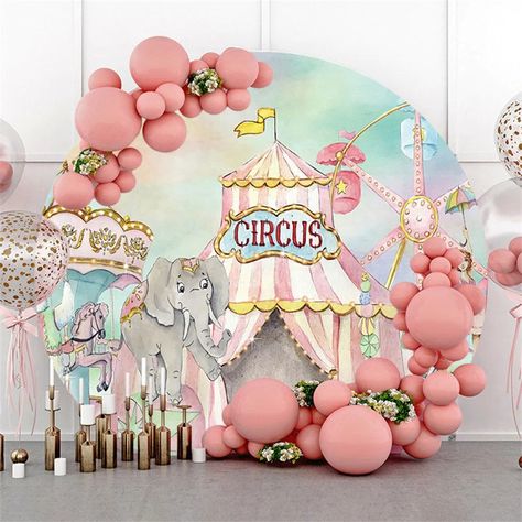 Round Birthday Backdrops | Circus Round Birthday Backdrop | Glitter Round Birthday Backdrop | Floral Round Birthday Backdrop | These are very good choices for decorative round birthday backdrops. If you are hesitating about which backdrop to choose to decorate your party, you can choose to join Lofaris, where you can find a variety of beautiful backdrops. 
#Lofaris#birthdaybackdrop#birthdaypartydecor#roundbirthdaybackdrop Pink Circus, Circus Birthday Party Theme, Circle Backdrop, Birthday Party Backdrop, Unique Party Themes, Round Backdrop, Dream Party, Carnival Birthday, Circus Birthday