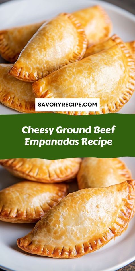 Who can resist the flaky crust and cheesy filling of homemade empanadas? Unleash your culinary creativity with this Cheesy Ground Beef Empanadas Recipe, perfect for dinner or snacks. Don’t forget to save this for your next family meal—these savory bites are sure to please everyone at the table! Savory Empanadas Recipe, Ground Beef Empanadas Recipe, Ground Beef Empanadas, Homemade Empanadas, Easy Empanadas Recipe, Beef Empanadas Recipe, Cheesy Ground Beef, Savory Recipe, Beef Empanadas