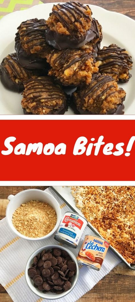 Samoa Cookie Truffles, Copycat Samoa Cookies, No Bake Samoa Cookies, Samoa Truffles Recipe, Samoa Bites, Samoas Cookies Recipe, Samoa Truffles, Samoa Cookies Recipe, Recipes Cupcakes