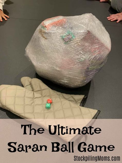 The Ultimate Saran Ball Game Saran Ball Game, Christmas Socks Exchange, Wrap Ball Game, Saran Wrap Ball, Sock Gift Exchange, Hawaii Party Decorations, Christmas Light Necklace, Saran Wrap Ball Game, Pool Party Supplies