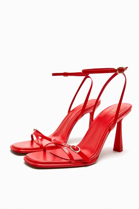 6 Shoe Trends We're Spotting at Zara—All for Under $100 | Who What Wear Everyday Heels, Red Strappy Heels, Shoes Fashion Photography, Sparkly Sandals, Strappy Leather Sandals, Zara Heels, Fashion Shoes Sandals, Sparkly Heels, Strappy High Heels