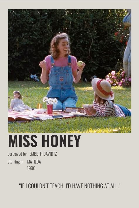 [ alternative minimalist polaroid movie tv show poster ] miss honey in matilda [ embeth davidtz ] Matilda Mrs Honey, Matilda Outfits Movie, Embeth Davidtz 90s, Miss Honey Matilda Aesthetic, Matilda Movie Aesthetic, Ms Honey Aesthetic, Miss Honey Outfit, Matilda And Miss Honey, Ms Honey Matilda