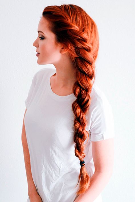 Rope Braid Tutorials, Rope Braided Hairstyle, Plaits Hairstyles, Fishtail Braid, Long Red Hair, Cool Braid Hairstyles, Easy Braids, Spring Hairstyles, Long Red