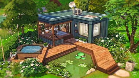 Gallery ID: sunnysimsieYT Sims 4 Eco House, Sims 4 Island Living House, Home The Sims 4, Sims 4 Restaurant, Snowy Escape, Sims Challenge, Small Cottage House Plans, Sims Free Play, Sims 4 House Plans