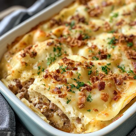 Lazy Pierogies Casserole, Perogie Casserole Baked, Jam Drops Recipe, New Mom Meals, Rissoles Recipe, Pastina Recipes, Potatoes With Cheese, Polish Dumplings, Layered Pasta