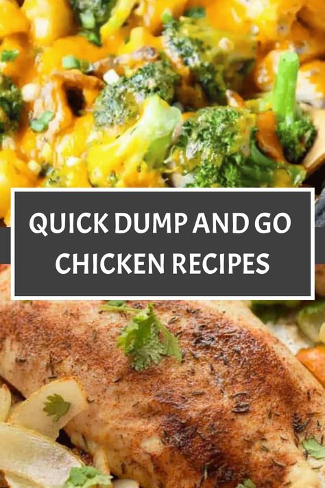 Looking for easy dinner ideas? Try these dump-and-go chicken recipes that require minimal effort but deliver maximum flavor! Whether you prefer dump and cook methods or dump and go convenience, these dishes are perfect for busy weeknights. From creamy casseroles to savory one-pan meals, there's a dump and go chicken recipe to suit every taste. Simplify your meal prep with these delicious and hassle-free recipes today! Chicken Dump Meals, Dump N Bake Dinner, Chicken Dump Recipes, Dump And Go Dinners, Easy Dump And Bake Chicken Dinner, Quick Dump Casserole, Dump Chicken Parmesan Casserole, Dump And Go Chicken Alfredo, Dump And Bake Chicken Parmesan