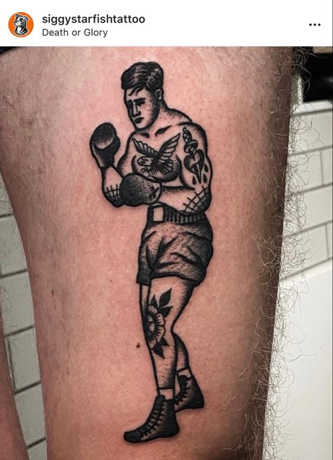 Trad Boxer Tattoo, American Traditional Boxing Tattoo, Old School Tattoo Man, Hiphop Tattoo Old School, Boxer Tattoo Traditional, American Traditional Boxer, Old School Boxer Tattoo, Traditional Boxer Tattoo, Heart Of Gold Tattoo