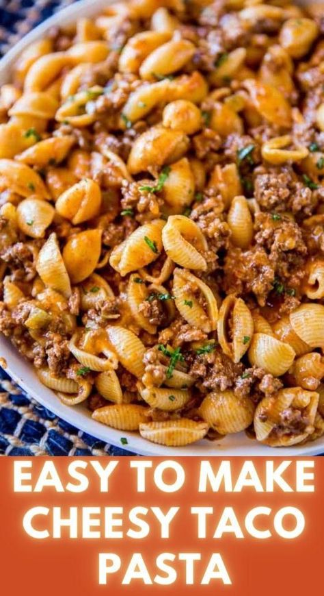 Taco Hamburger Helper, Hamburger Pasta Recipes, Taco Hamburger, Hamburger Noodle Casserole, Taco Pasta Recipe, Cheesy Taco Pasta, Taco Mac, Taco Mac And Cheese, Taco Pasta Recipes