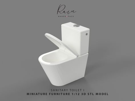 STL file MINIATURE SANITARY TOILET FOR 1:12 DOLLHOUSE, MINI TOILET, MINIATURE FURNITURE・3D printable model to download・Cults Mini Toilet, Small Scale Furniture, Miniature Bathroom, Miniature World, Best 3d Printer, Bathroom Collections, Information Design, 3d Printable, Miniature Furniture