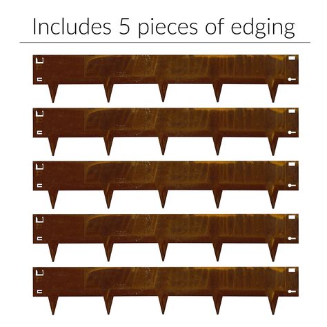 5in H x 39in W rustic press-and-go steel landscape edging (5-Pack) is ideal for lining walkways, flower beds and garden paths throughout your yard. The spiked garden edging provides easy installation with spiked "feet" that you simply press into the ground and hammer in further with a mallet if necessary. Rustic color blends in nicely with surroundings. Help keep garden beds and gravel pathways looking neat with the press-n-go metal landscape edging. IRONRIDGE 16.26-ft x 5-in 5-Pack Rustic Steel Metal Edging Landscape, Steel Landscape Edging, Landscape Edging Ideas, Steel Edging Landscape, Metal Landscape Edging, Metal Garden Edging, Yard Edging, Cactus Garden Landscaping, Cor Ten Steel