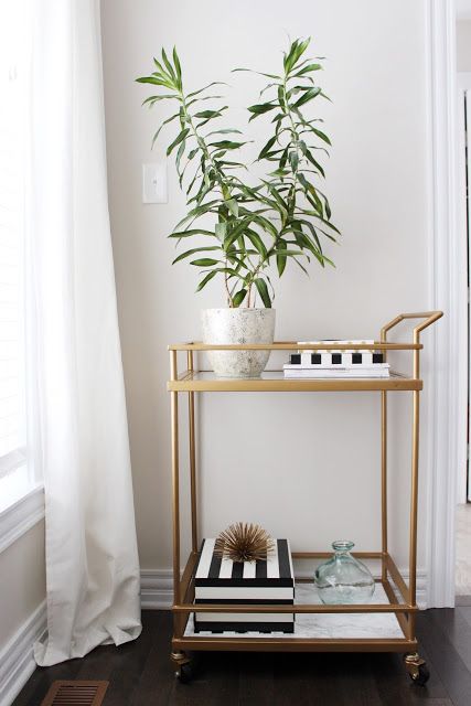 I come to you today with the most simple, and I mean simple diy bar cart ever. It's so easy I am kind of laughing at myself for posting... Target Bar Cart, Bar Cart Hack, Target Hacks, Gold Bar Cart Target, Gold Bar Cart Styling, Gold Cart, Diy Bar Cart, Home Bar Areas, Gold Bar Cart