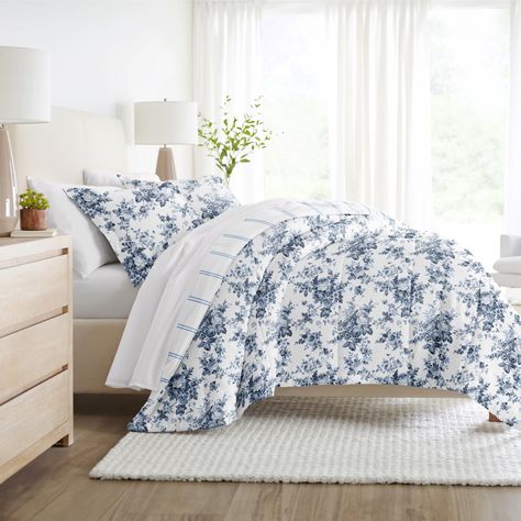 Give your bedding a brand new look and feel with this lightweight, all season patterned reversible comforter set. Presenting a down alternative quality, it's incredible softness makes it the perfect comforter to keep you cozy all year round. Our premium yarns are twice as durable than cotton, which means less risk of rips and wear. The sewn through box stitching prevents the fibers from shifting. Target Comforter, Bedroom Comforter Sets, Laura Ashley Bedding, Top Of Bed, Dorm Room Inspiration, Reversible Comforter, Cabbage Rose, Summer Bedding, Queen Comforter Sets