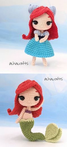 Crochet Ariel, Mermaid Crochet Pattern Free, Little Mermaid Crochet, Mermaid Amigurumi, Mermaid Crochet Pattern, Crochet Disney, Crochet Mermaid, Crochet Dolls Free Patterns, Crochet Baby Toys