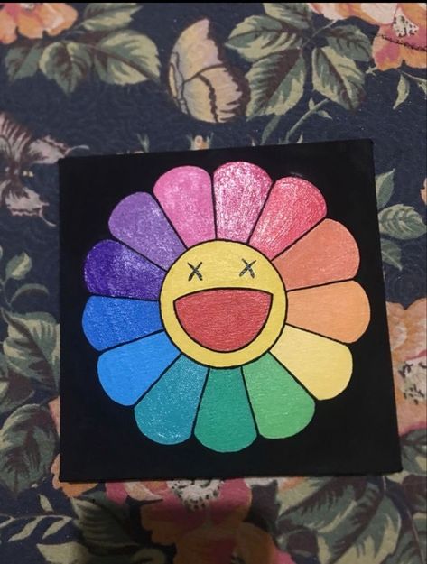 Paintings Mini Canvas, Small Painting Ideas, Kaws Painting, Canvas Art Painting Acrylic, Pink Canvas Art, Hippie Painting, Canvas Drawing, Small Canvas Paintings, Simple Canvas Paintings