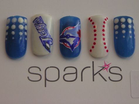 Let's go Blue Jays! #toronto #torontobluejays Blue Jays Nails, Baseball Nails, Go Blue, Toronto Blue Jays, Blue Jays, How To Do Nails, Summer Nails, Hair And Nails, Toronto