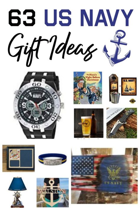 If you're looking for he perfect military gift idea for US Navy families, these 63 US Navy Gifts for Sailors are a great place to start! #Navy #USNavy #giftideas #giftsforhim #giftsforher #holidaygiftguide #giftguide #military #Christmas Gifts For Navy Boyfriend, Gifts For Navy Sailors, Navy Send Off Party Ideas Boot Camp, Navy Boot Camp Graduation Anchor, Boot Camp Graduation Gifts, Military Wedding Navy, Navy Boot Camp Graduation, Navy Retirement Gifts, Navy Corpsman