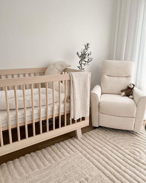 Home Among The Vines on Instagram: "My all time favourite room in the house 🤍👶🏻 Just need to add something on the wall...I was thinking either our newborn photoshoot images, a print or a wallpaper. What are your thoughts? 🤔 . . . #neutralnursery #nurserydesign #nursery #nurserydecor #nurseryinspo #nurseryroom #nurseryideas #scandinursery #nurserygoals #nurseryinteriors #beigeinterior #neutralhome #neutralinterior" Beige Mom Aesthetic Nursery, Nursery Room Neutral, Newborn Baby Room Design, Brooklyn Nursery, Japandi Nursery, Baby Room Gender Neutral, Aesthetic Kids Room, Neutral Baby Boy Nursery, Hygge Nursery