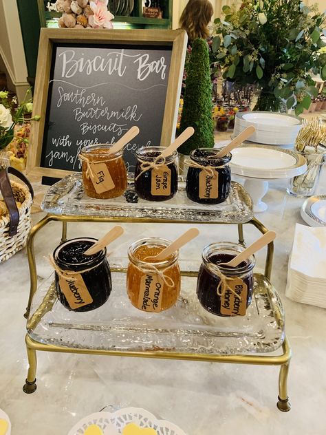 Wedding Biscuit Bar, Baby Biscuit Bar, Boots And Brunch Bridal Shower Ideas, Biscuit Bar Brunch, Biscuit Bar Ideas, Biscuit Bar Wedding, Brunch Gift Ideas, Brunch Favors, Jam Bar