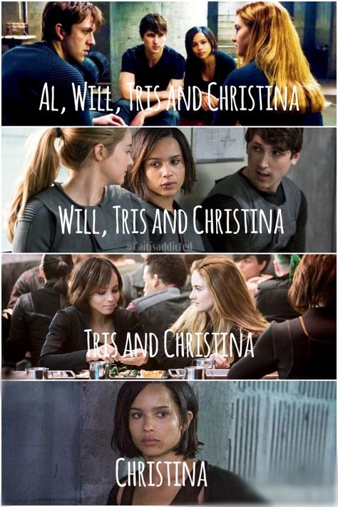 All, Will, Tris and Christina. Will, Tris and Christina. Tris and Christina. Christina. #divergent #insurgent #allegiant Will And Christina Divergent, Christina Divergent, Tris Divergent, Allegiant Movie, Divergent Memes, Divergent Tris, Insurgent Quotes, Divergent Book, Divergent Quotes