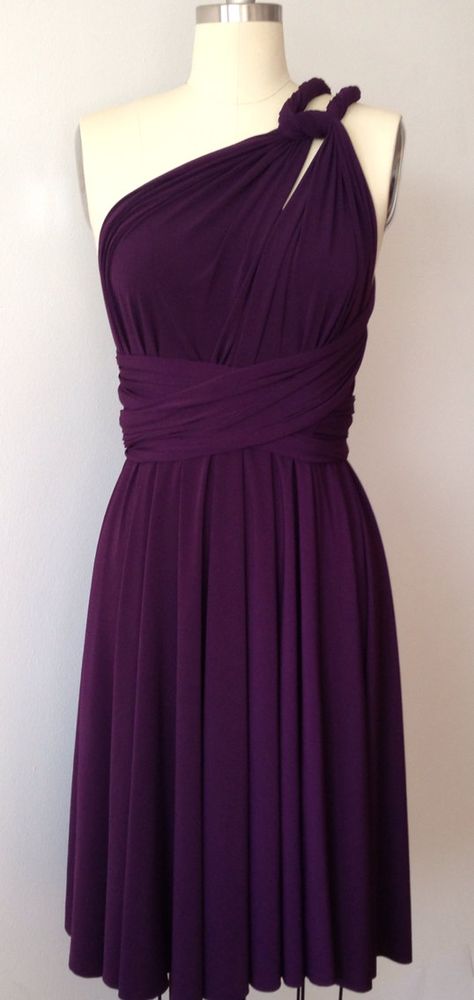 Dark Purple Grape Eggplant Infinity Dress by AtomAttire on Etsy Short Infinity Dress, Vestido Convertible, Wrap Dress Bridesmaid, Dresses Purple, Purple Bridesmaids, Purple Bridesmaid Dresses, Convertible Dress, Infinity Dress, Wedding Guest Dresses