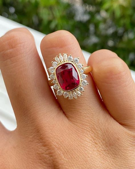 Ruby Wedding Ring, Ruby Wedding Rings, Red Cushion, Cushion Cut Engagement, Ruby Wedding, Silver Engagement Ring, Cushion Cut Engagement Ring, Wedding Rings Halo, Cushion Cut Ring