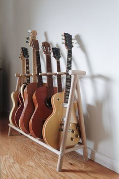 Build Your Own Guitar, Guitar Storage, Guitar Rack, Guitar Stands, Telecaster Guitar, Guitar Kits, Audio Room, Brick And Wood, Guitar Stand